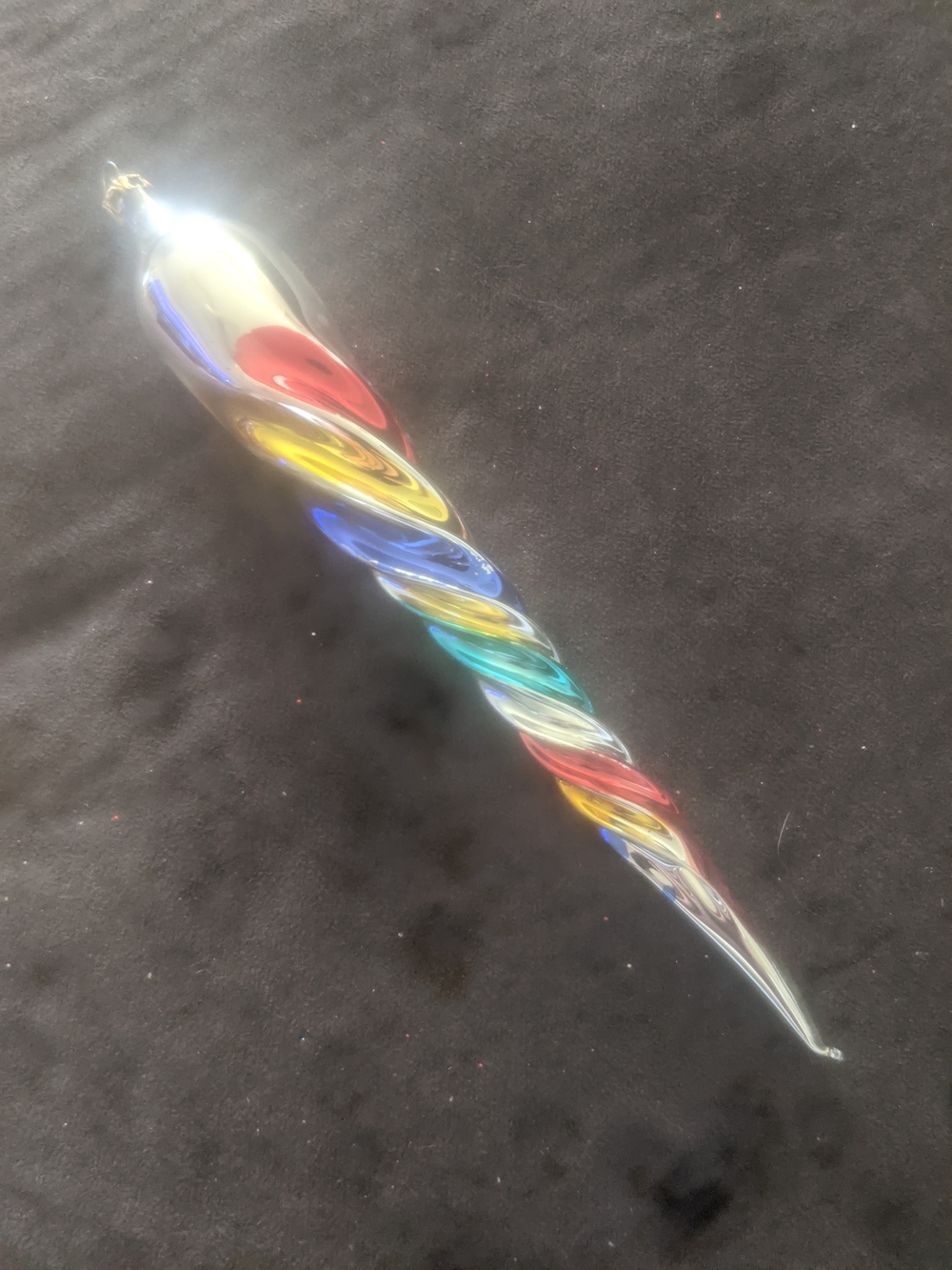 Very Vintage Hand-Blown Multicolor Twisted Mercury Glass Ornament - Home Art